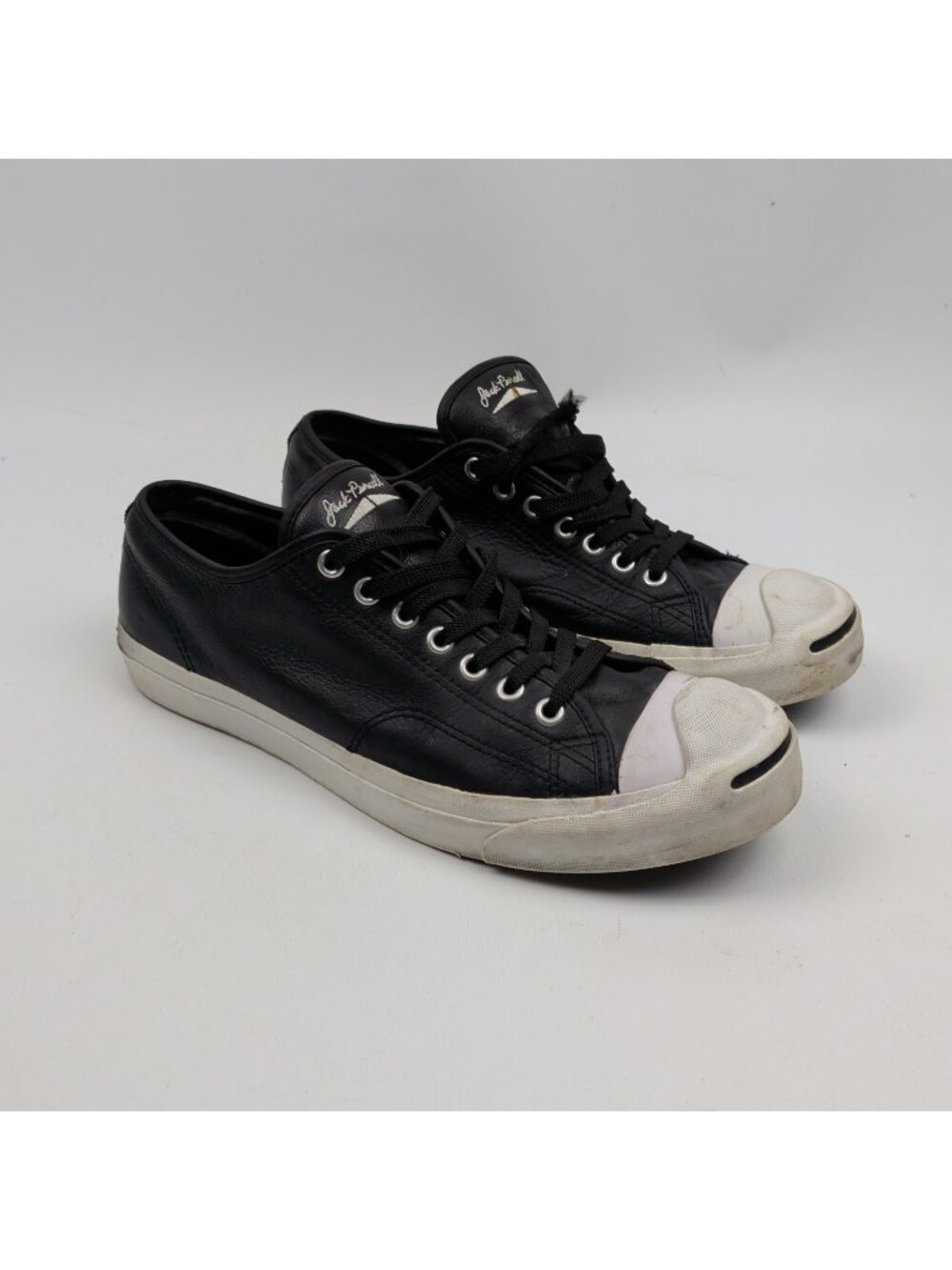 Converse Jack Purcell Ox Leather Low Top Shoes Menโs 9.5 Black Preppy Lace Up